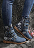 Boho Flat Mid-calf Embroidered Ankle Boots